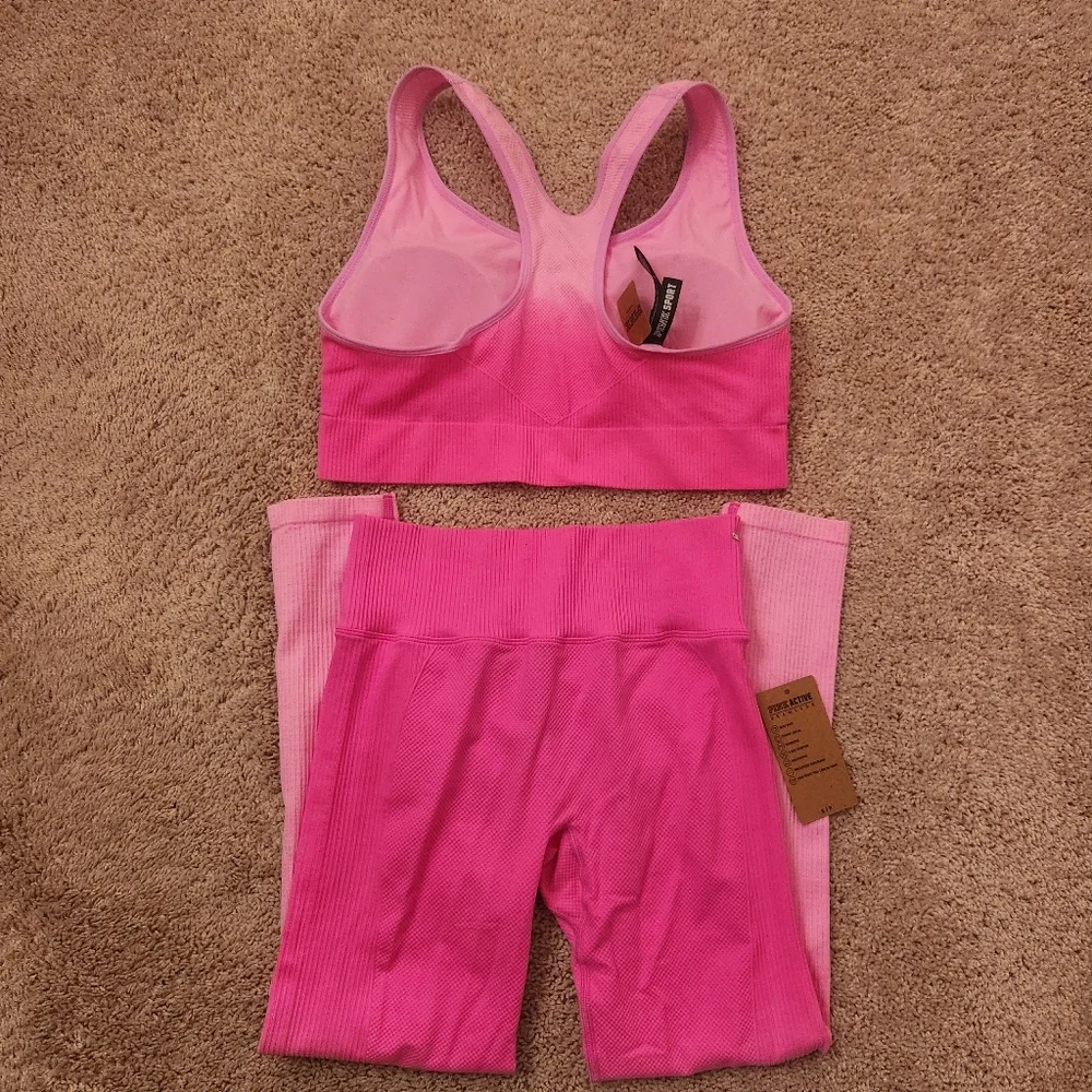 Pink Victoria's Secret Seamless High Waist Workout Tight Size Pants Small Bra XL - Picture 3 of 10